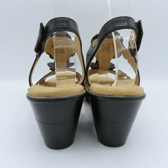 Naturalizer 10 M Comfort Explorer Womens Black Faux Leather Flower Wedge Sandal - Picture 5 of 10